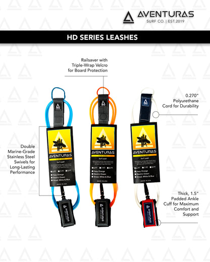 HD Surf Leash, 6 FT, Hazy Orange
