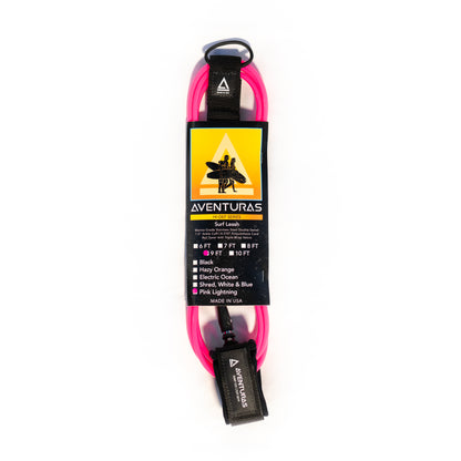 HD Surf Leash, 9 FT, Pink Lightning
